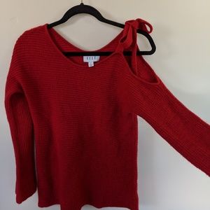 Glam Red Elle Sweater with Off the Shoulder Tie